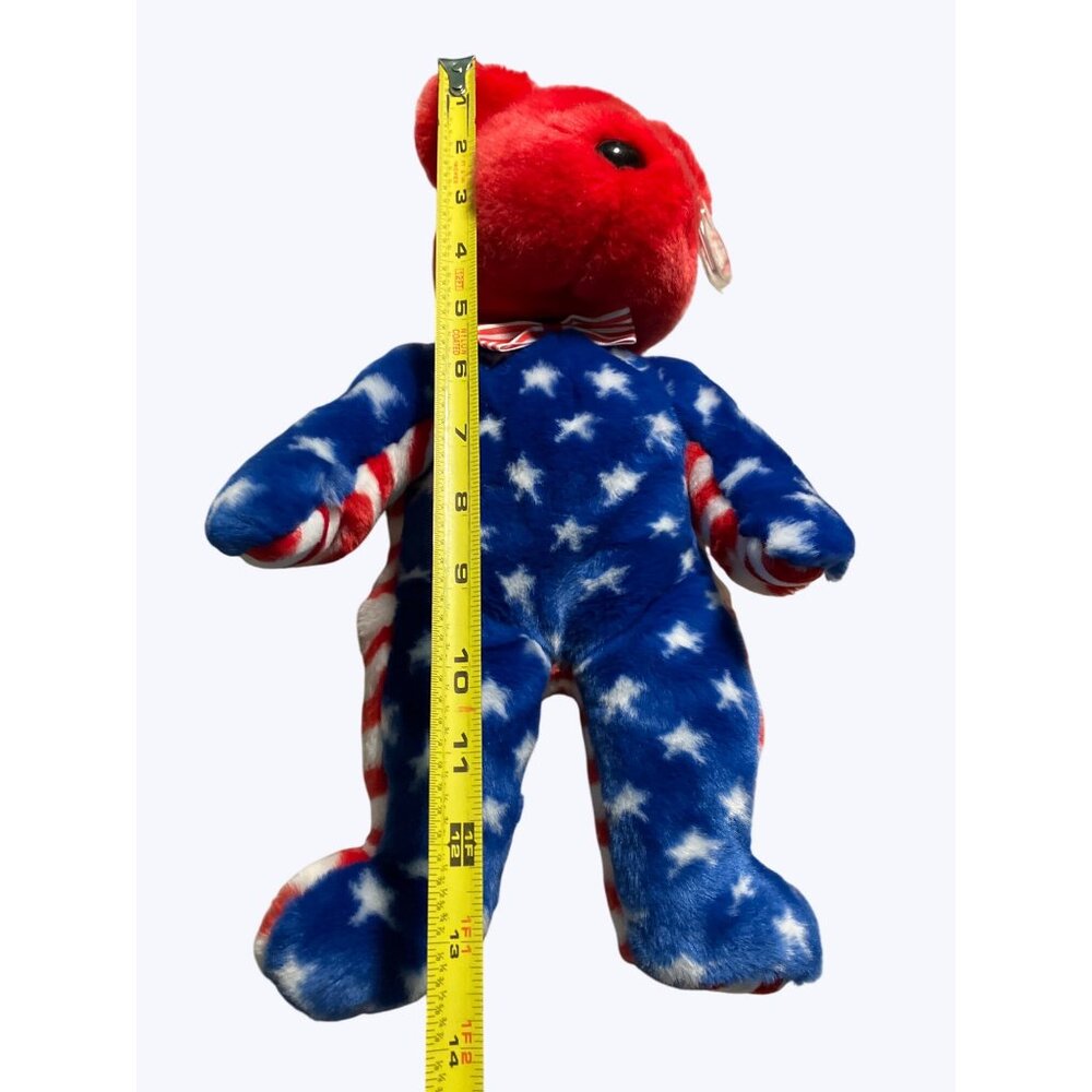 Ty Beanie Buddies Liberty Red and Blue Plush Bear With Stars and Stripes Design - Picture 10 of 10